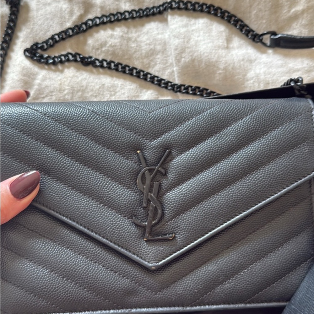 Saint Laurent Black Cassandre Envelope Chain Bag - Picture 5 of 8